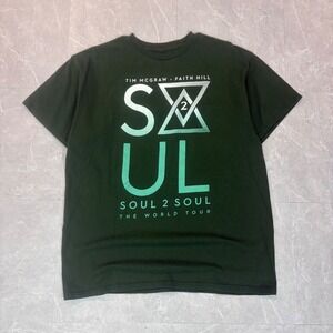 Tim McGraw Faith Hill Soul2Soul 2017 World Tour T-Shirt Mens Large Green Graphic